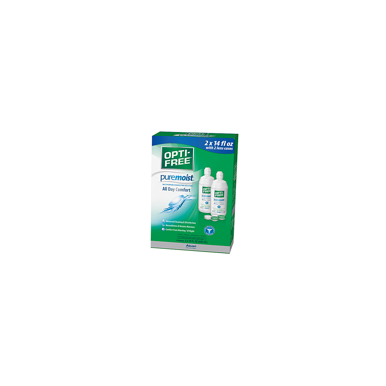 Opti-Free PureMoist with 2 Lens Cases, 14 fl. oz., 2 pk.