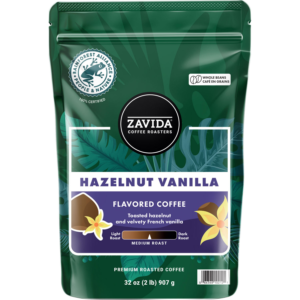 Zavida Coffee Whole Bean Coffee, Hazelnut Vanilla, 32 oz.