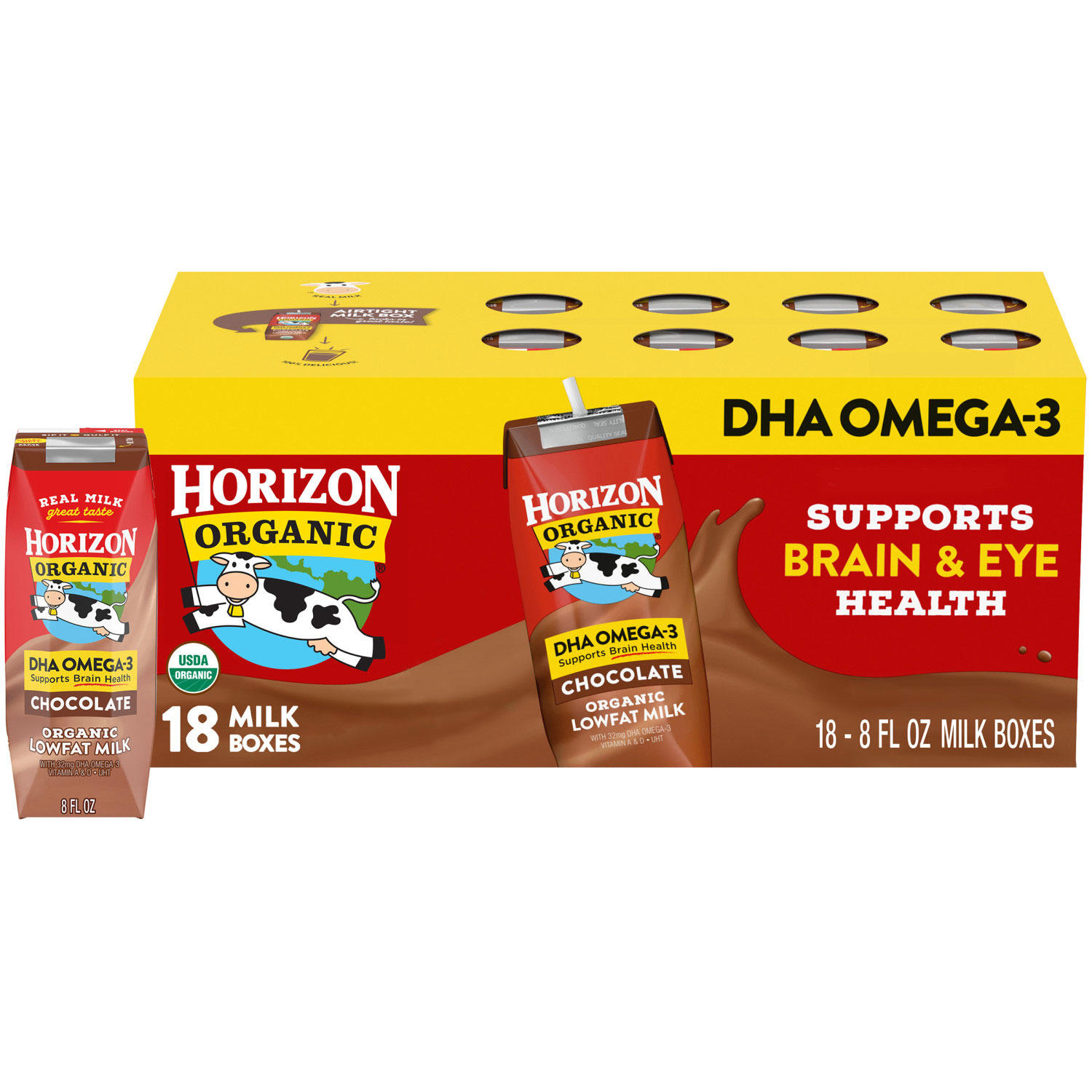 Horizon Organic Lowfat Chocolate Milk with DHA Omega-3, 8 fl. oz., 18 pk.