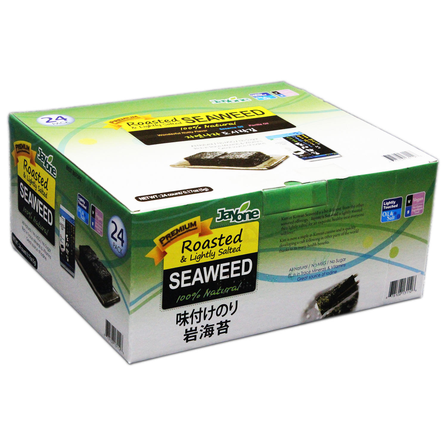 Jayone Roasted & Lightly Salted Seaweed, 0.17 oz., 24 pk.