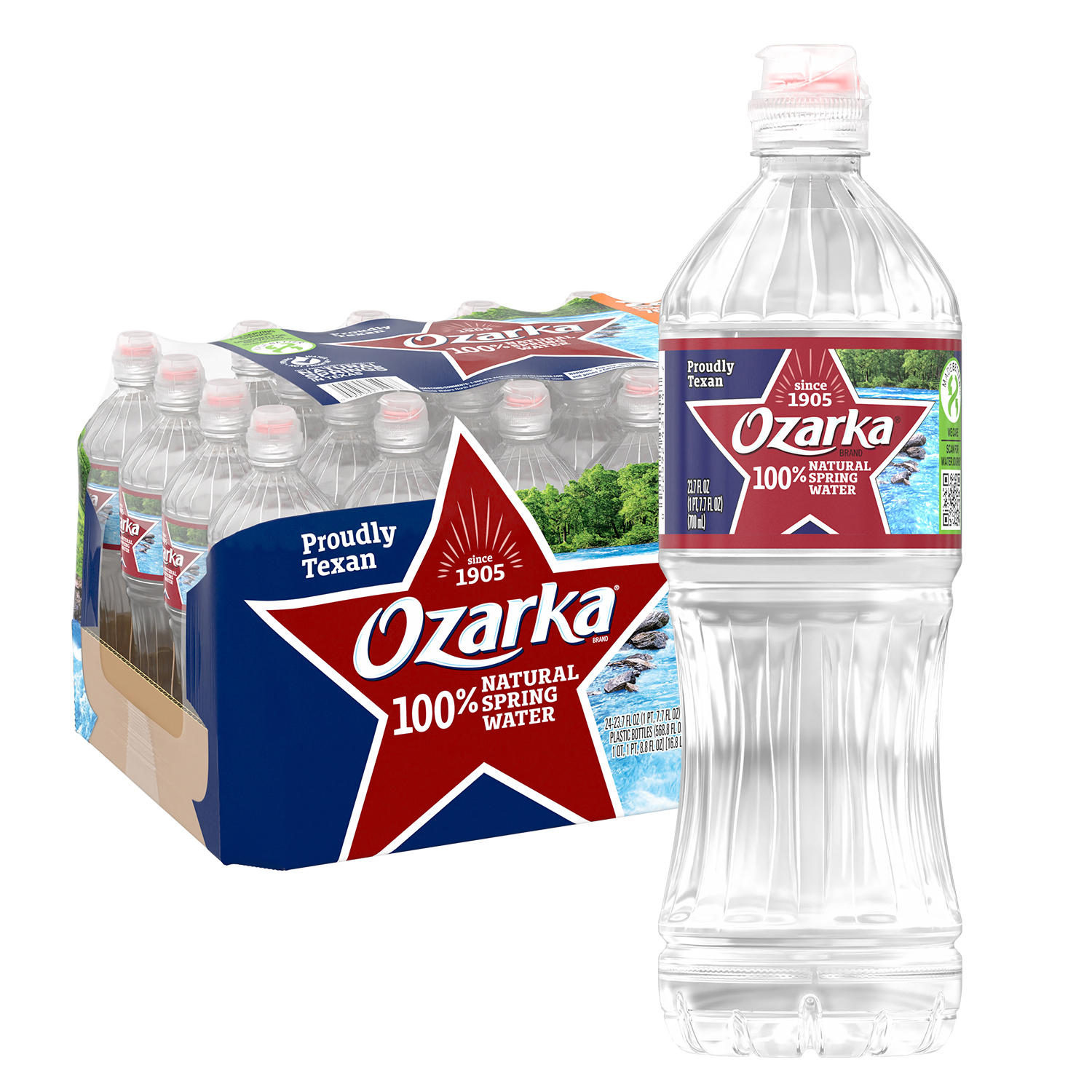 Ozarka Sportcap 100% Natural Spring Water 23.7 fl. oz., 24 pk.