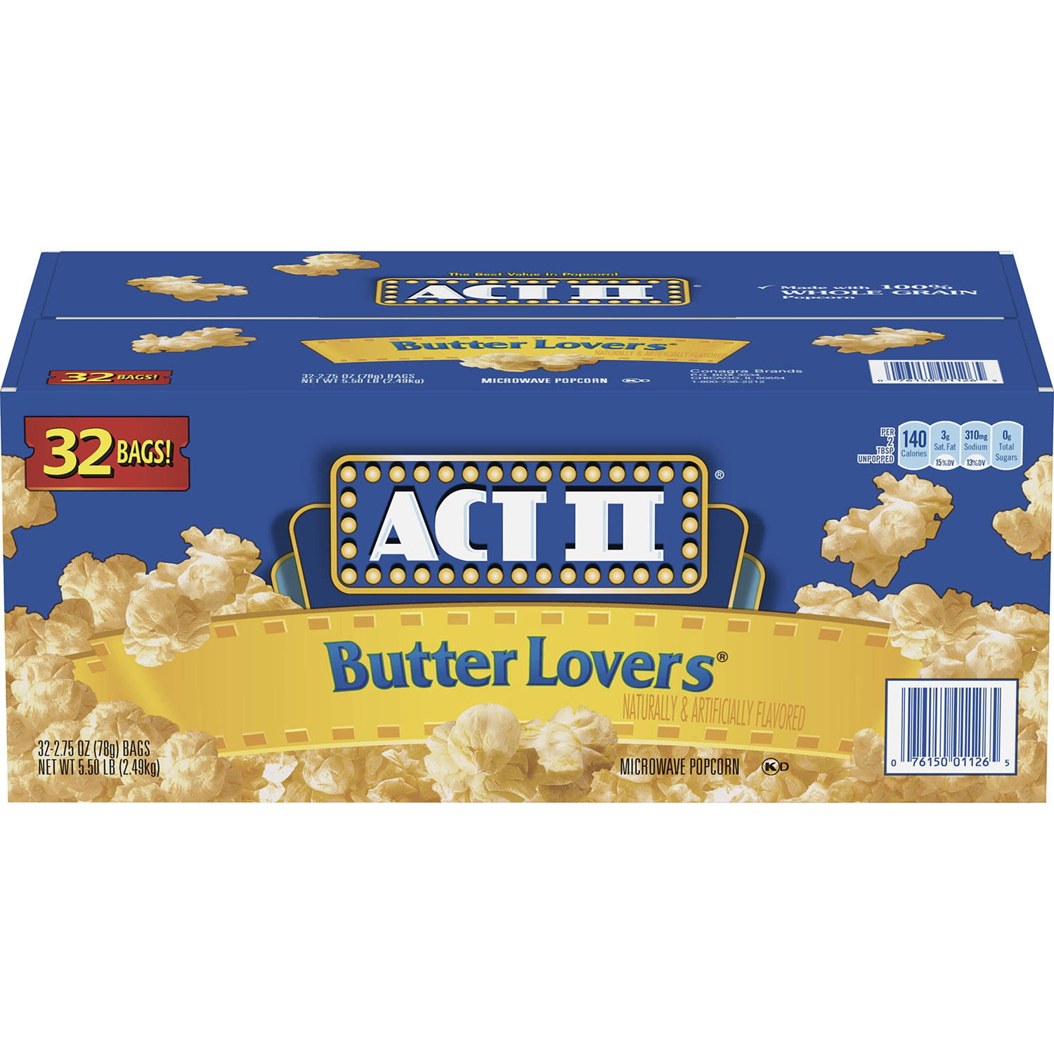 ACT II Butter Lovers Microwave Popcorn, 2.75 oz., 32 pk.