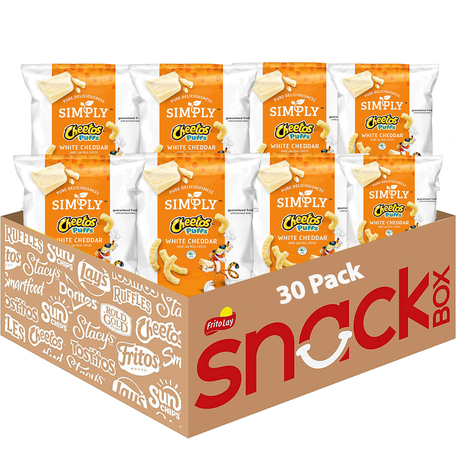 Simply Cheetos White Cheddar Puffs, 0.87 oz., 30 pk.