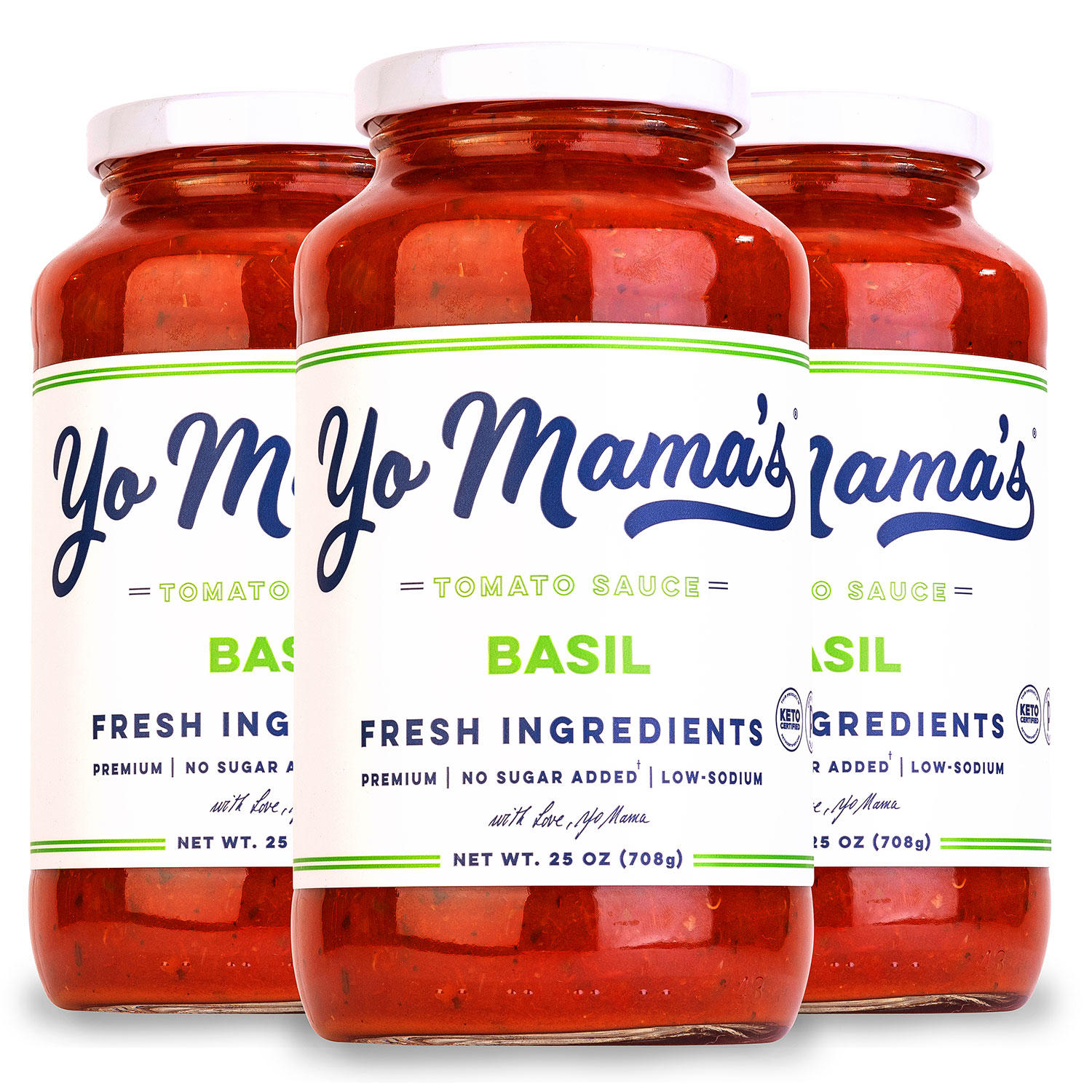 Yo Mama's Foods Low-Sodium Pasta Sauce, Tomato Basil 25 oz., 3 pk.