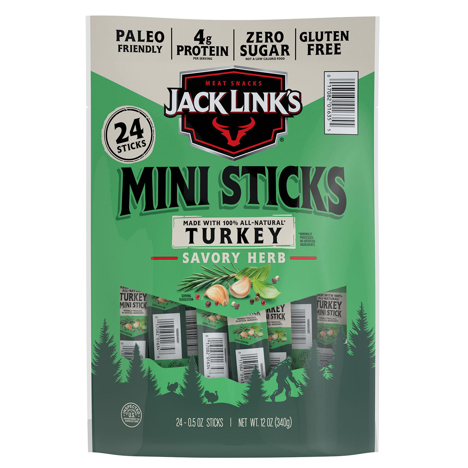 Jack Link's Savory Herb Mini Turkey Stick, 0.5 oz., 24 pk.