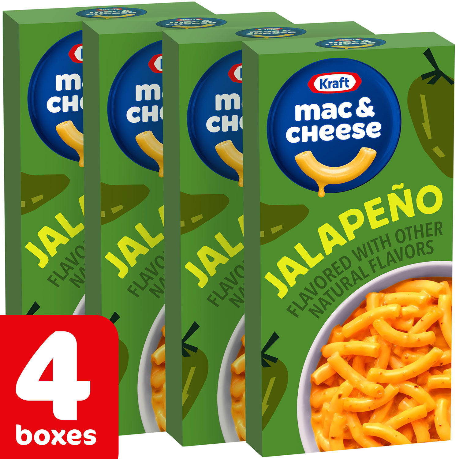 Kraft Jalapeno Flavored Macaroni & Cheese Dinner, 4 ct.