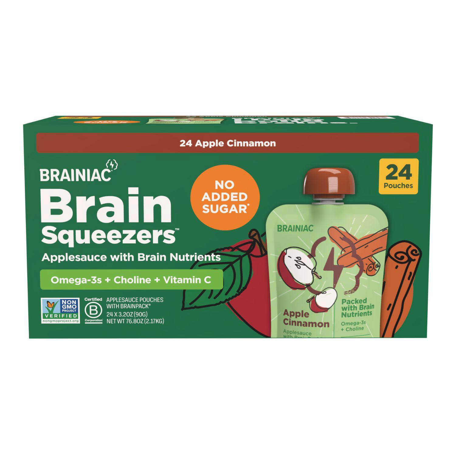 Brainiac Cinnamon Applesauce, 3.2 oz., 24 pk.