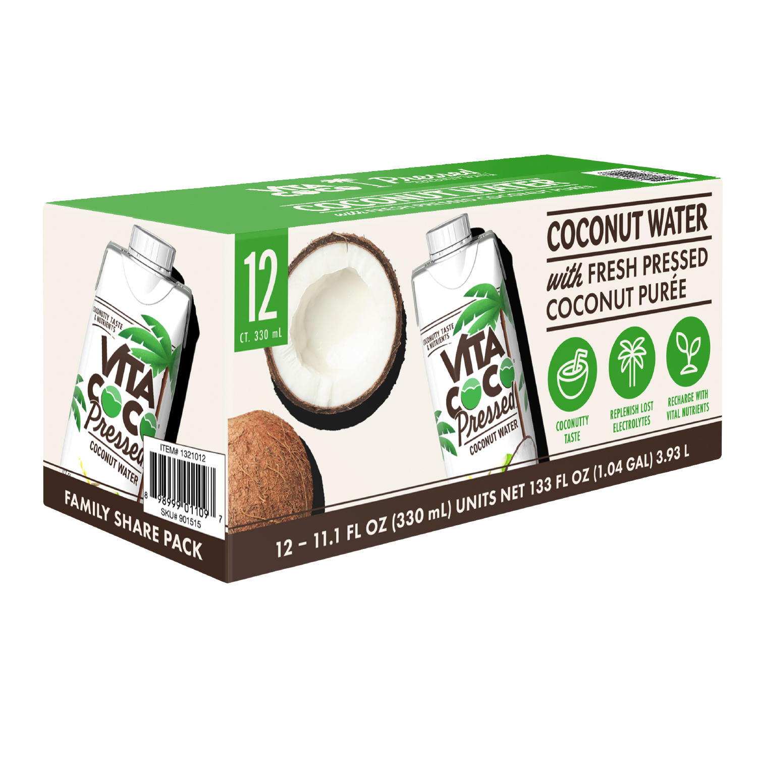 Vita Coco Coconut Water with Fresh Pressed Coconut Puree, 11.1 fl. oz., 12pk.