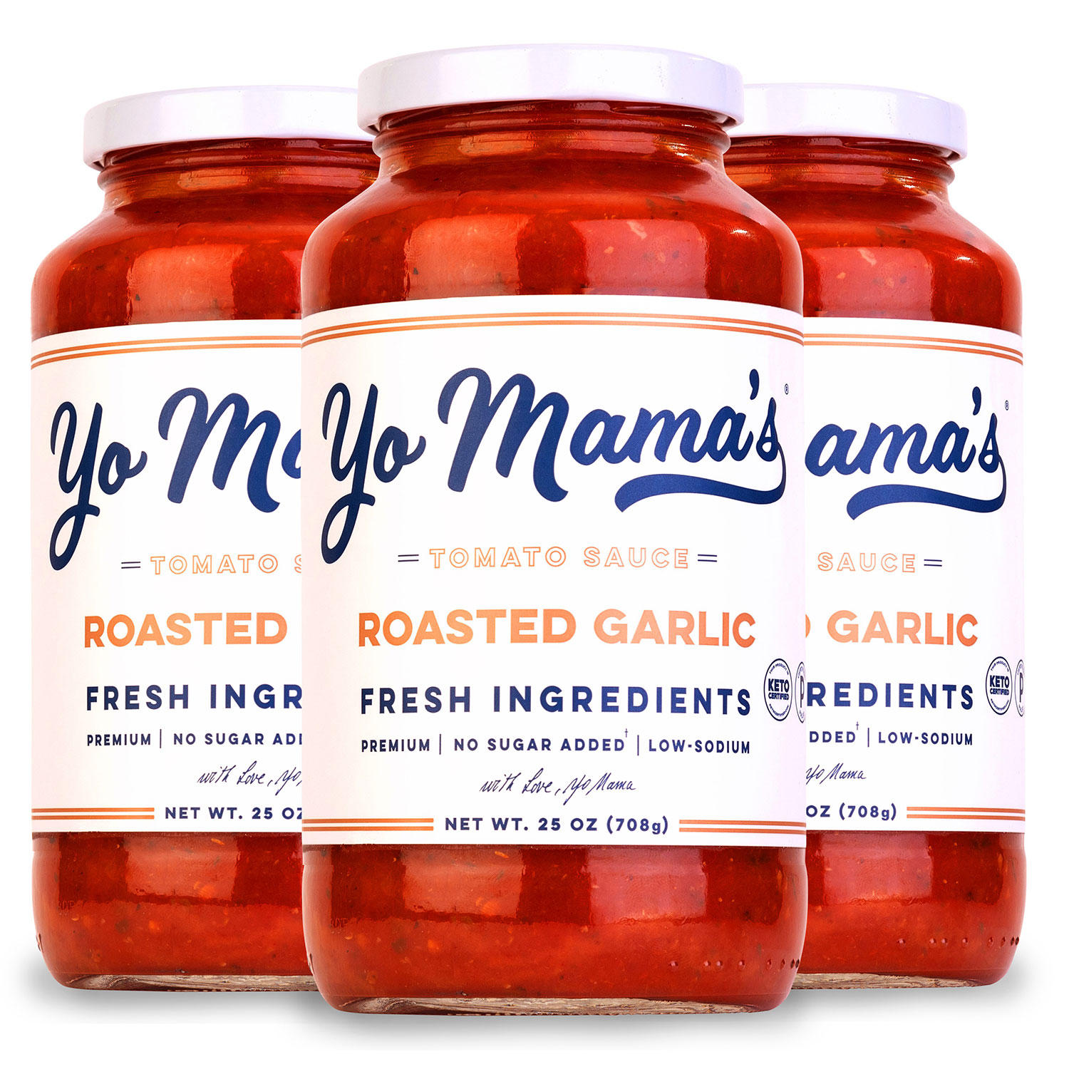 Yo Mama's Foods Low-Carb Roasted Garlic Sauce, 25 oz., 3 pk.