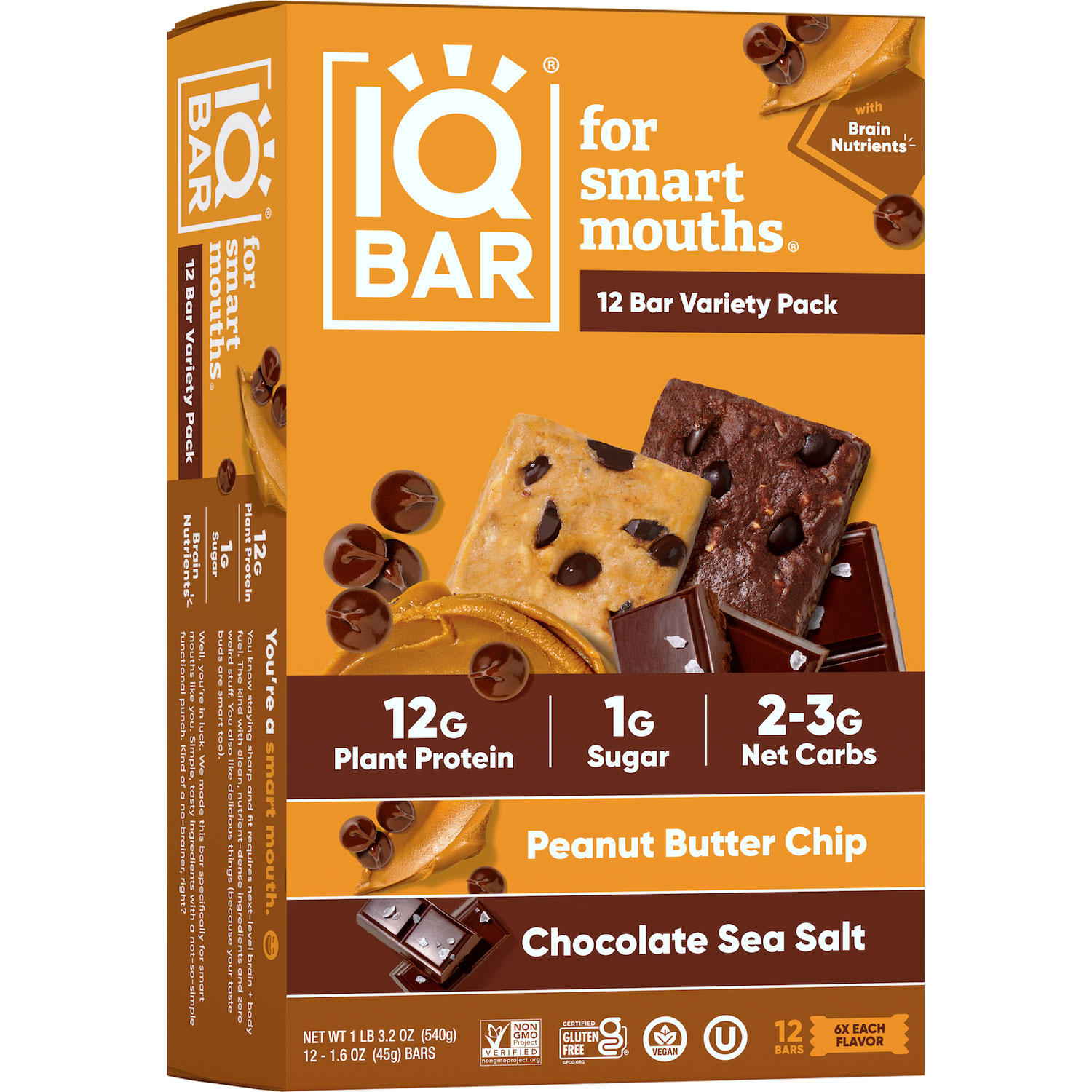IQBAR Plant Protein Bar Variety Pack, 12 pk.