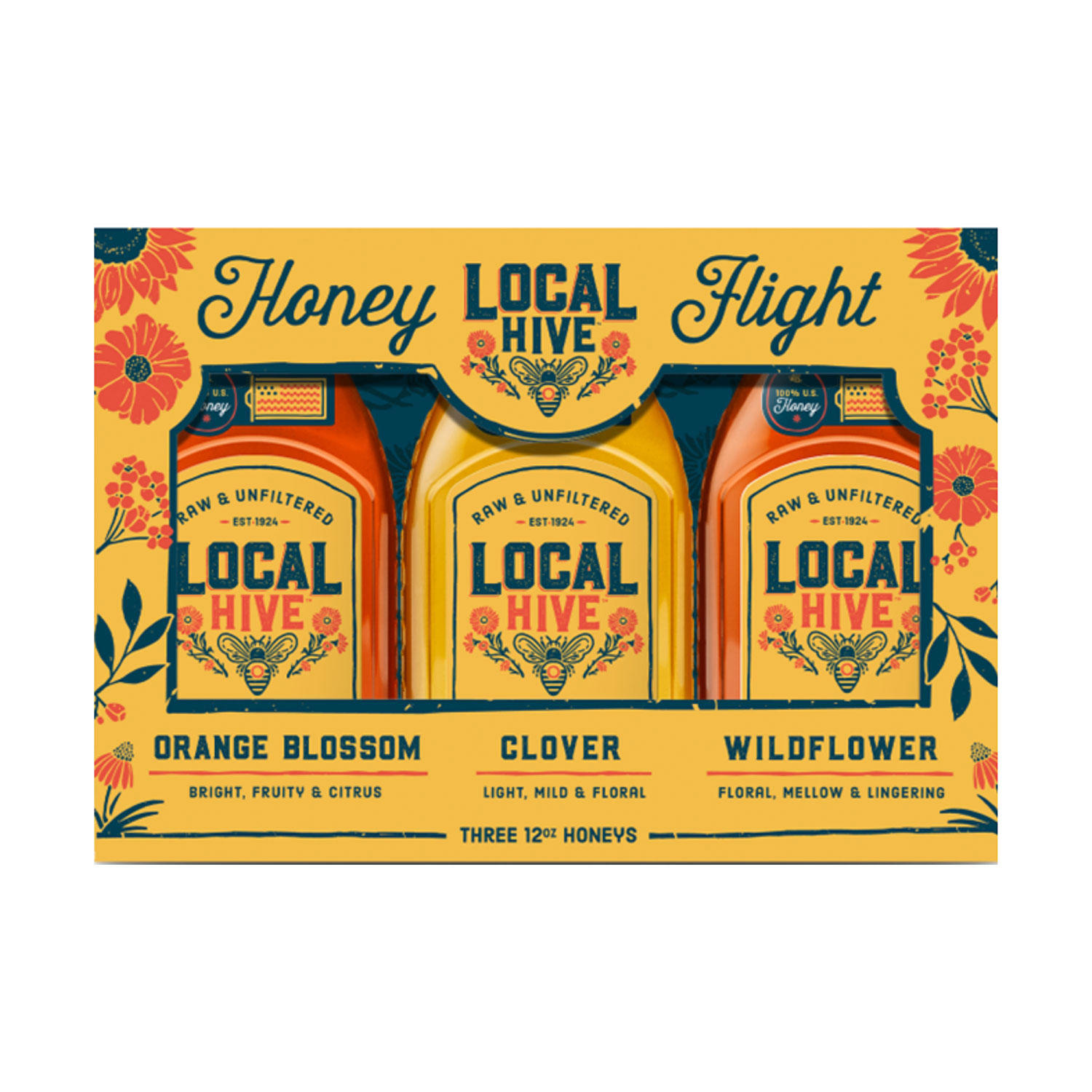 Local Hive 100% US Raw and Unfiltered Honey Gift Box, 12 oz., 3 pk.