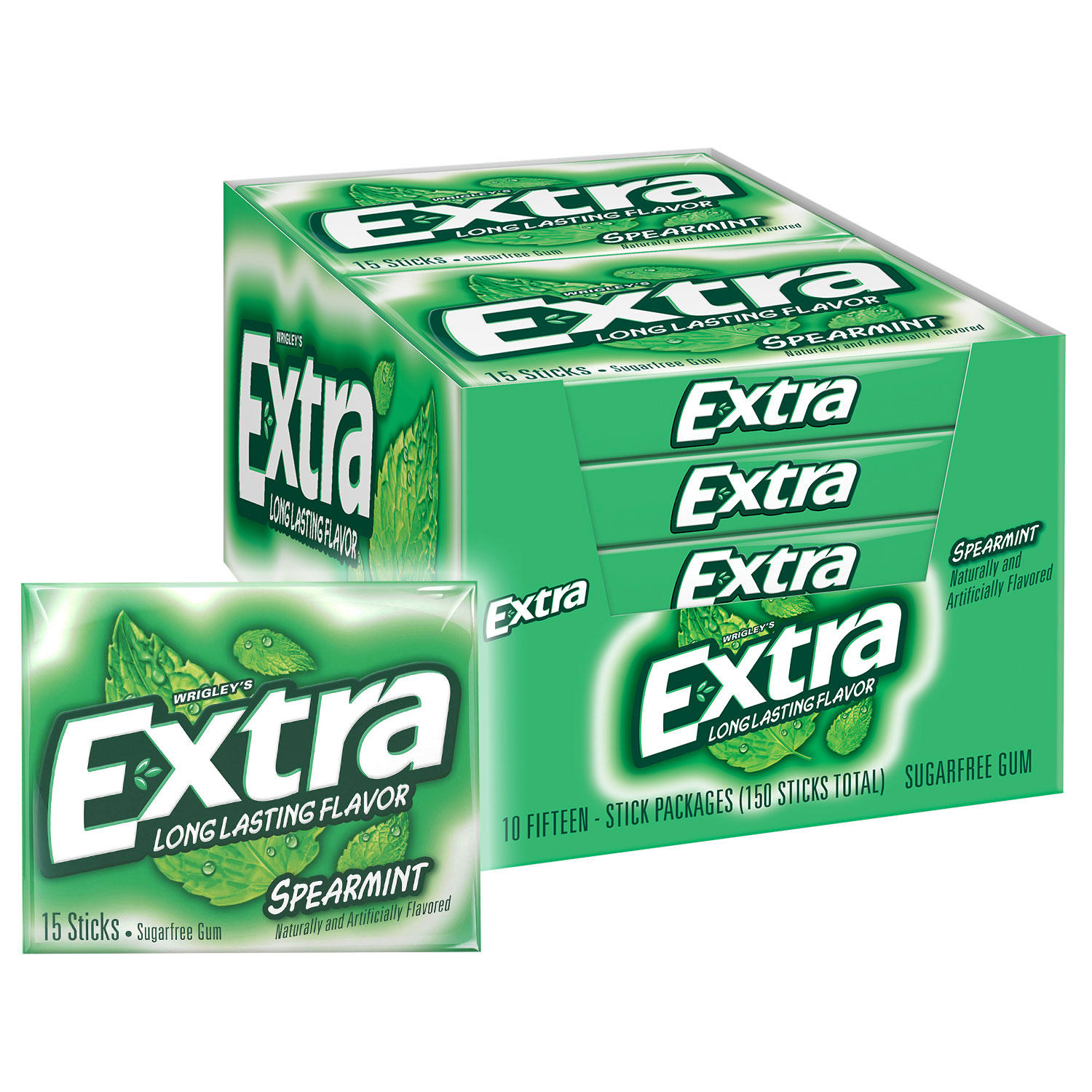Extra Spearmint Sugar Free Chewing Gum Bulk Pack 15 pcs., 10 pk.