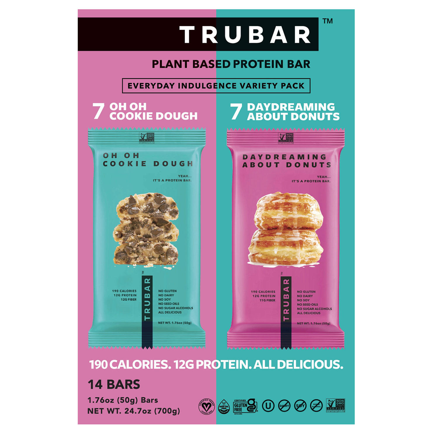 TRUBAR Plant Based Protein Bar, Variety Pack, 14 ct.