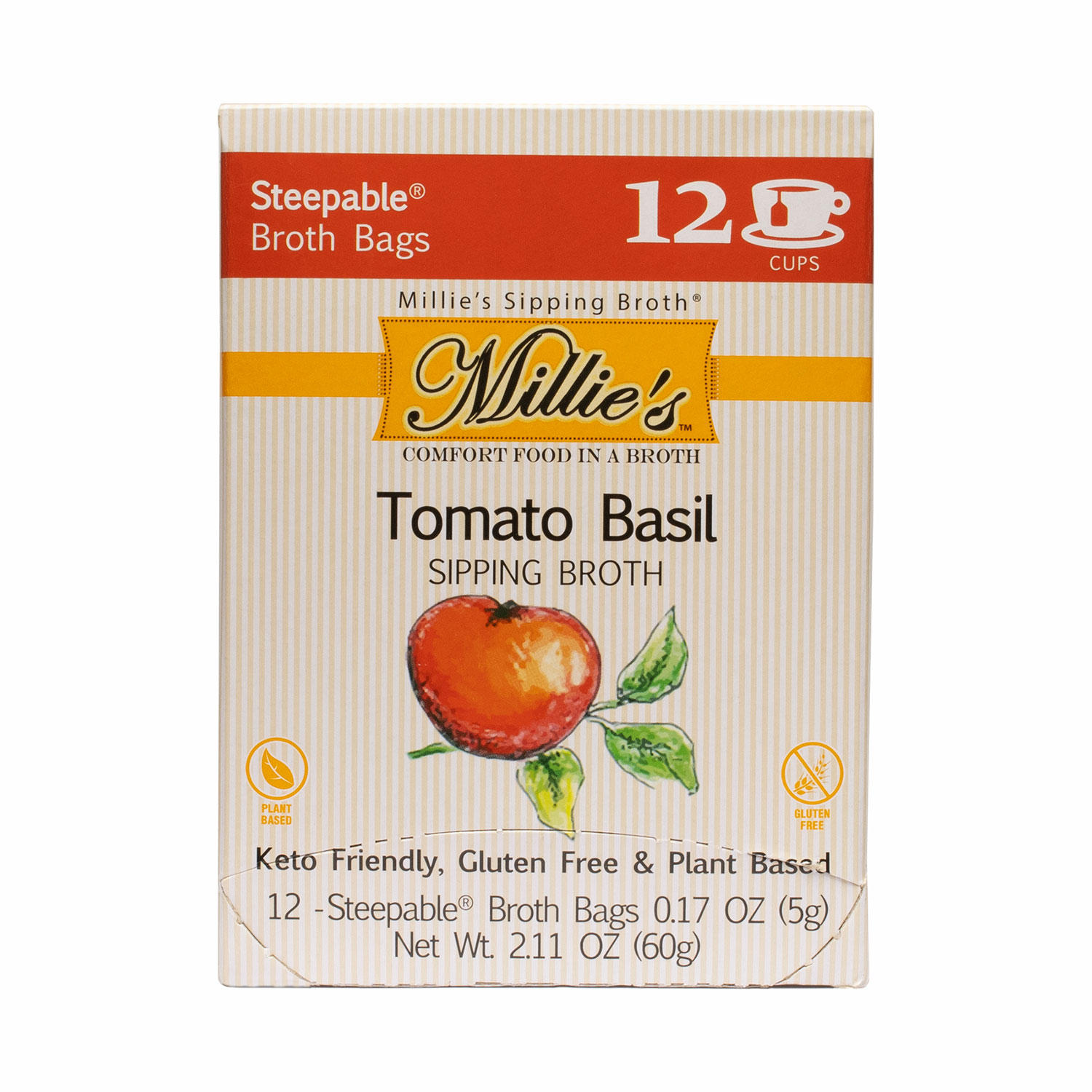 Millie's Sipping Broth, Tomato Basil, 6 pk.